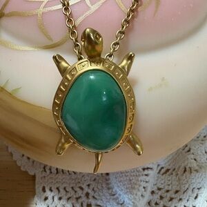 S52 Vintage Avon Gold Turtle Pendant and Pin